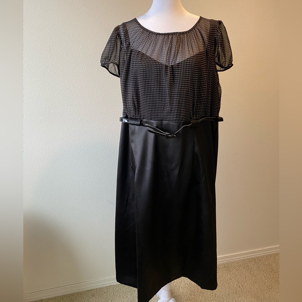 Dress barn 16W dress. Sheer/ lined top with matte satin type finish skirt